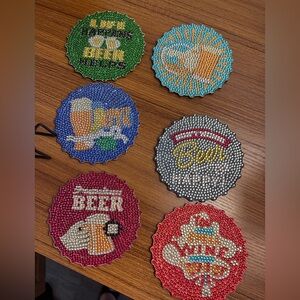 Handmade Beer theme diamond art  Coasters Set